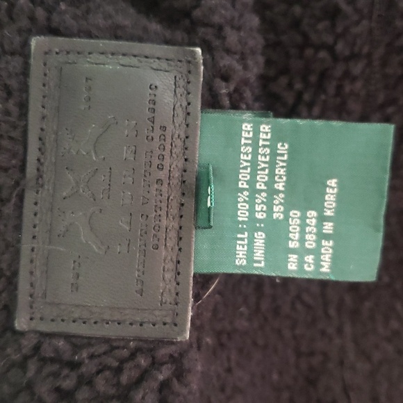 Lauren Ralph Lauren Hooded Suede Fleece Button up black vest Jacket size L - Picture 8 of 9